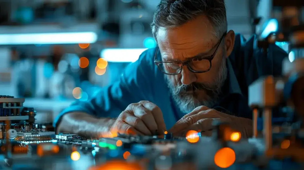 Intellectual Property IP - inventor working in his studio