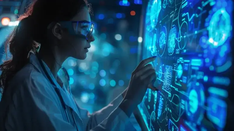 Embedded Linux in Healthcare - Doctor using futuristic touchscreen