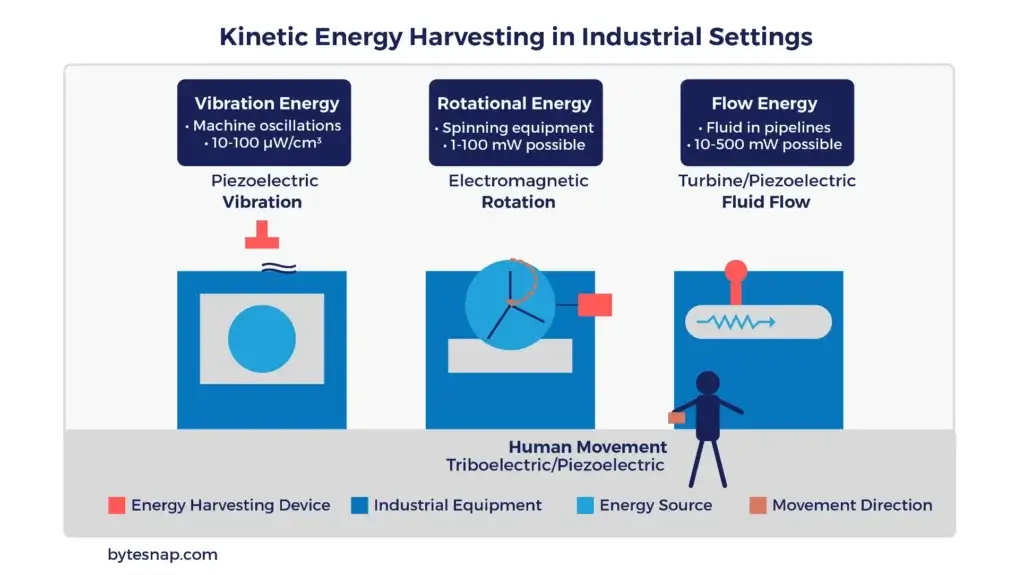 Kinetic energy harvesting in industrial settings diagram